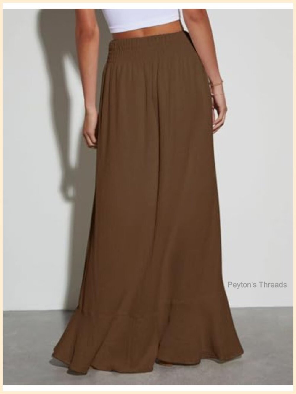 Women's Elastic Waist Button Down Maxi Skirt Casual Loose Flowy Swing Slit Front - Picture 2 of 6